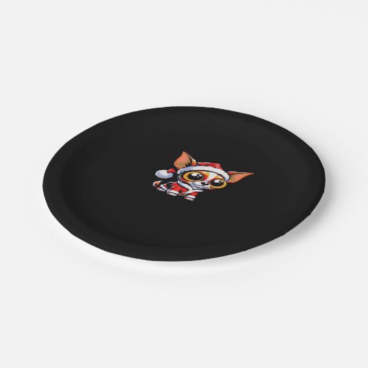 Chihuahua Dog Santa Classic T - Shirt Pappteller (Schrägansicht)