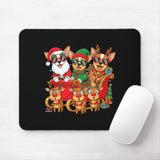 Chihuahua Dog Santa Reindeer Elf Christmas Womens  Mousepad (Mit Mouse)