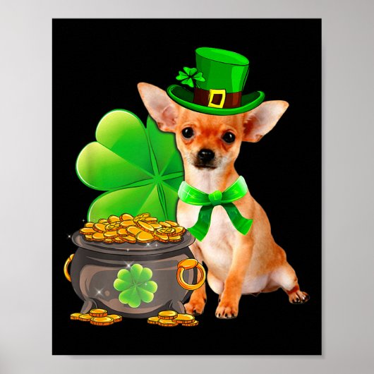 Chihuahua Dog Shamrock St Patricks Day Dog Irish G Poster (Vorne)