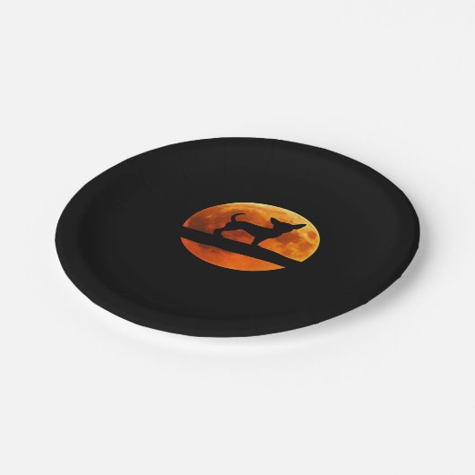 Chihuahua Dog Silhouette Moon chiwawa Lover Classi Pappteller (Schrägansicht)