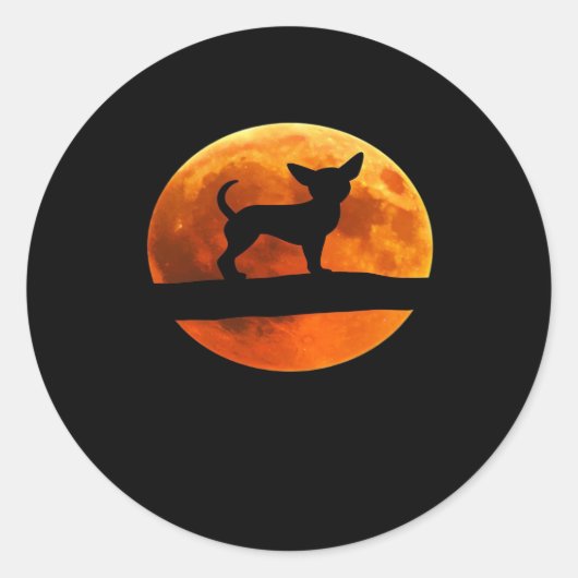 Chihuahua Dog Silhouette Moon chiwawa Lover Classi Runder Aufkleber (Vorderseite)