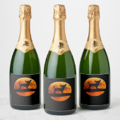 Chihuahua Dog Silhouette Moon chiwawa Lover Classi Schaumweinetikett (Flaschen)