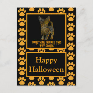 Chihuahua Dog Silhouette Spaß Orange Halloween Postkarte