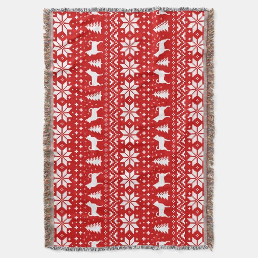 Chihuahua Dog Silhouetten Weihnachtsmuster Rot Decke (Vorderseite Vertikal)