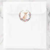 Chihuahua Dog Spring Blumen Wreath Runder Aufkleber (Tasche)