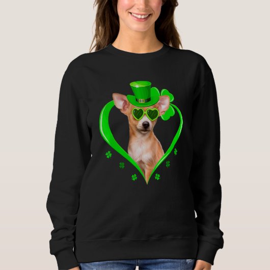Chihuahua Dog St Patrick S Day Kleeblatt Kostüm Sweatshirt (Vorderseite)