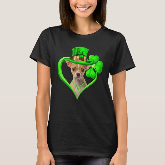Chihuahua Dog St Patricks Day Lover Irish Shamrock T-Shirt (Vorderseite)