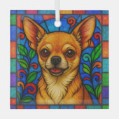 Chihuahua Dog "Stached Glass" Ornament Aus Glas (Vorderseite)