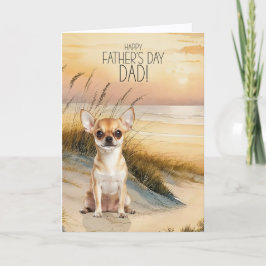 Chihuahua Dog Sunset Beach Father's Day Feiertagskarte