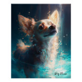 Chihuahua dog swimming in water 005 poster (Vorderseite)