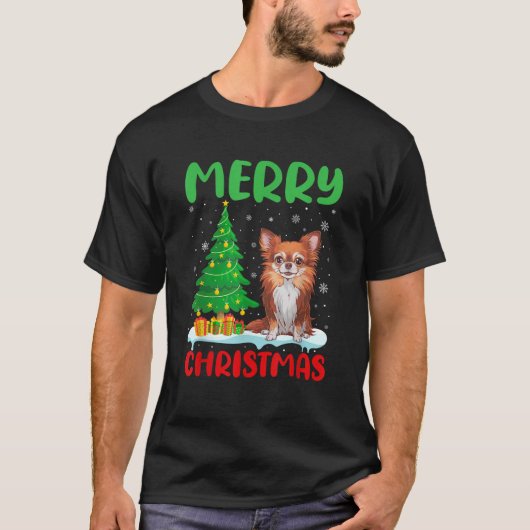 Chihuahua Dog Tree Xmas Sweater Men Ugly Chr T-Shirt (Vorderseite)