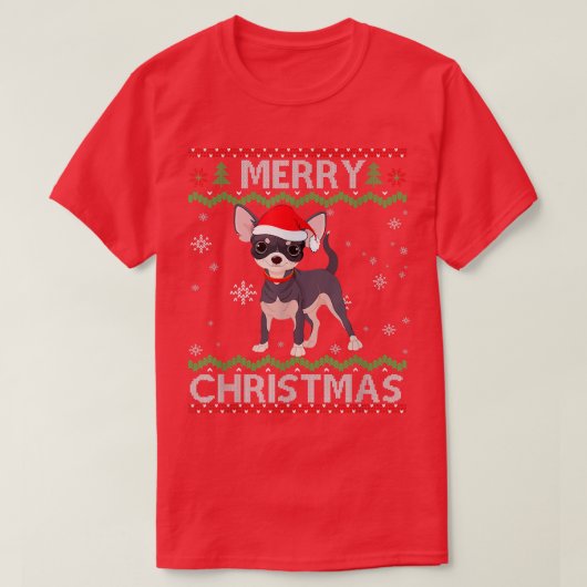Chihuahua Dog Ugly Christmas Sweater Funny Xmas T-Shirt (Design vorne)
