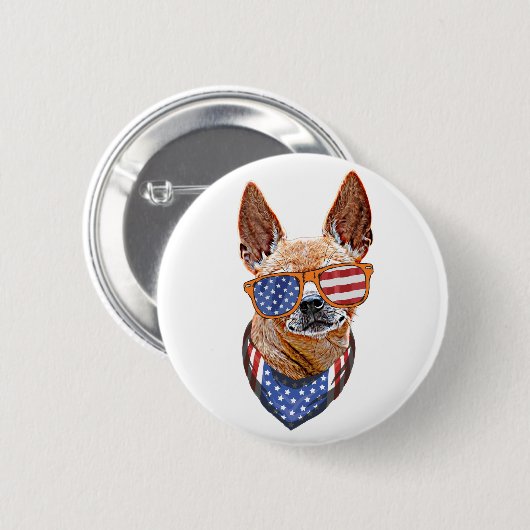 Chihuahua Dog USA Unabhängigkeit 4. Juli Button (Vorne & Hinten)