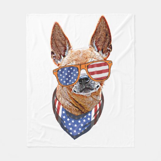 Chihuahua Dog USA Unabhängigkeit 4. Juli Fleecedecke (Vorderseite)