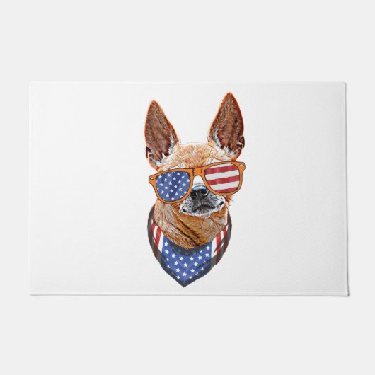 Chihuahua Dog USA Unabhängigkeit 4. Juli Fußmatte (Vorderseite)