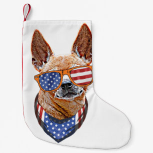 Chihuahua Dog USA Unabhängigkeit 4. Juli Kleiner Weihnachtsstrumpf