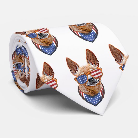 Chihuahua Dog USA Unabhängigkeit 4. Juli Krawatte (Gerollt)