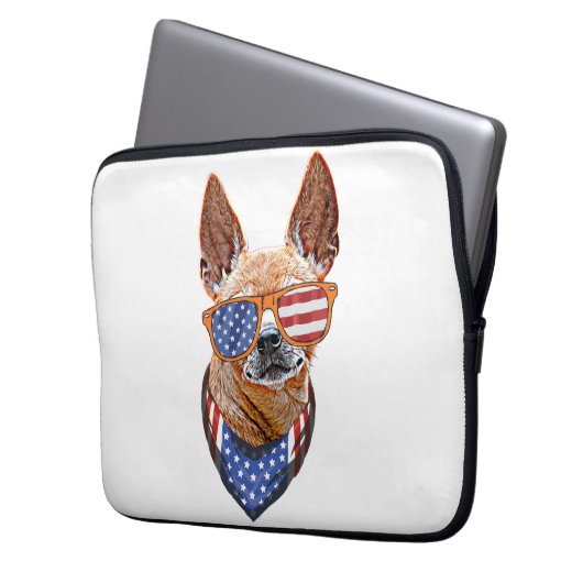 Chihuahua Dog USA Unabhängigkeit 4. Juli Laptopschutzhülle (Vorderseite Links)