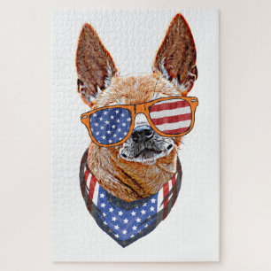 Chihuahua Dog USA Unabhängigkeit 4. Juli Puzzle