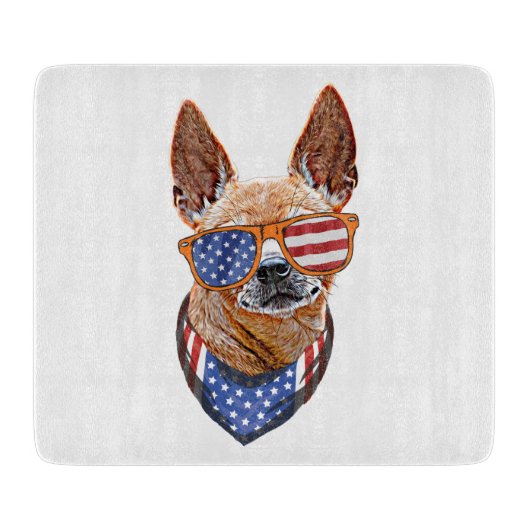 Chihuahua Dog USA Unabhängigkeit 4. Juli Schneidebrett (Vorderseite)