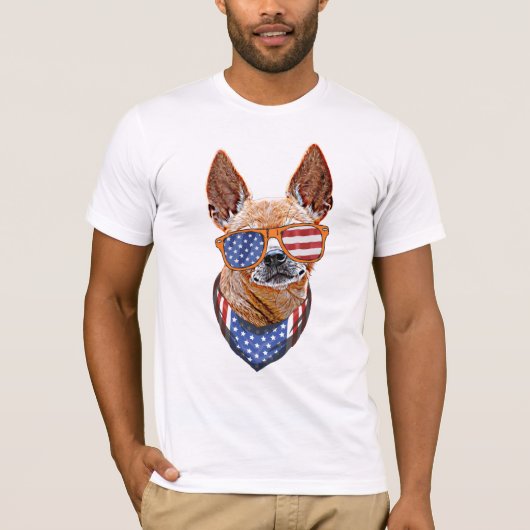 Chihuahua Dog USA Unabhängigkeit 4. Juli T-Shirt (Vorderseite)