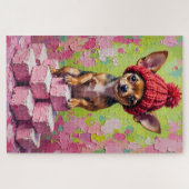 Chihuahua Dog Valentine's Day Heart Beanie Puzzle (Horizontal)