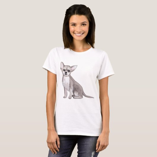 Chihuahua Dog Wasserfarben Art Malerei T-Shirt (Vorne ganz)
