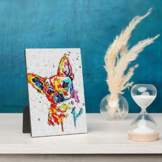Chihuahua Dog Watercolor Portrait farbenfroh Fotoplatte