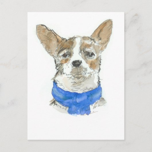 Chihuahua Dog Watercolor Postcard Postkarte (Vorderseite)