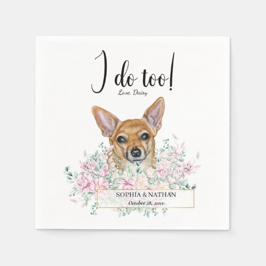 Chihuahua Dog Wedding Cocktail Napkins Serviette (Vorderseite)
