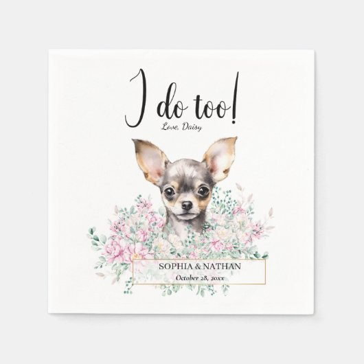 Chihuahua Dog Wedding Cocktail Napkins Serviette (Vorderseite)