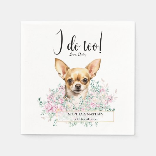 Chihuahua Dog Wedding Cocktail Napkins Serviette (Vorderseite)
