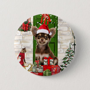 Chihuahua Dog Weihnachten Button