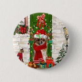 Chihuahua Dog Weihnachten Button (Vorderseite)