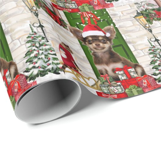 Chihuahua Dog Weihnachten Geschenkpapier (Rolleneckpunkt)