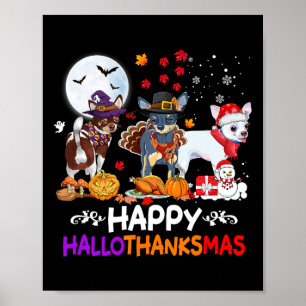Chihuahua Dog Weihnachten glückliche Hallothankmas Poster