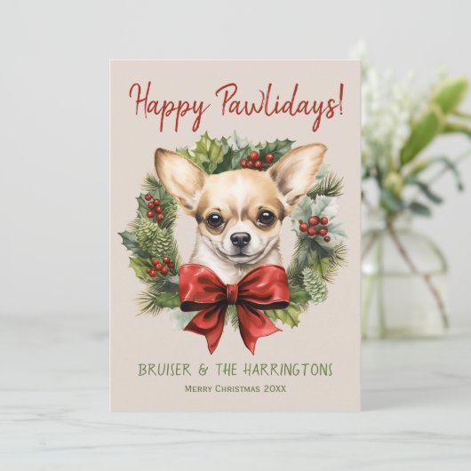 Chihuahua Dog Weihnachten Happy Pawlidays Howliday (Stehend Vorderseite)