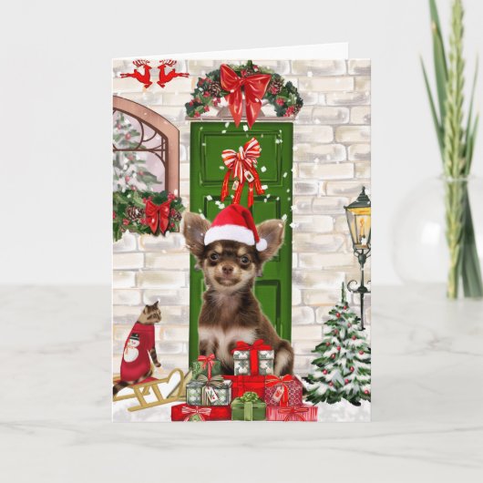 Chihuahua Dog Weihnachten Karte (Vorderseite)
