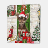 Chihuahua Dog Weihnachten Keramikornament (Links)