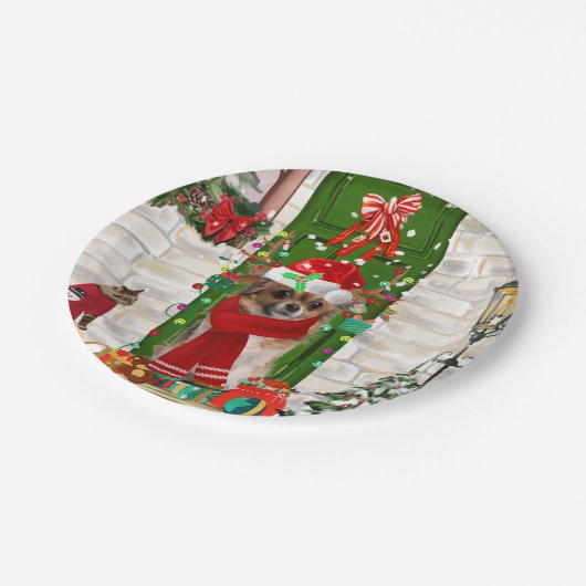 Chihuahua Dog Weihnachten Pappteller (Schrägansicht)