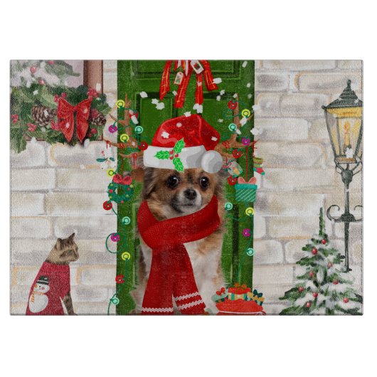 Chihuahua Dog Weihnachten Schneidebrett (Vorderseite)