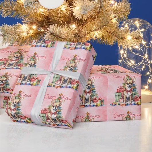 Chihuahua Dog Weihnachten Themed Wrapping Paper Geschenkpapier (Feiertage)