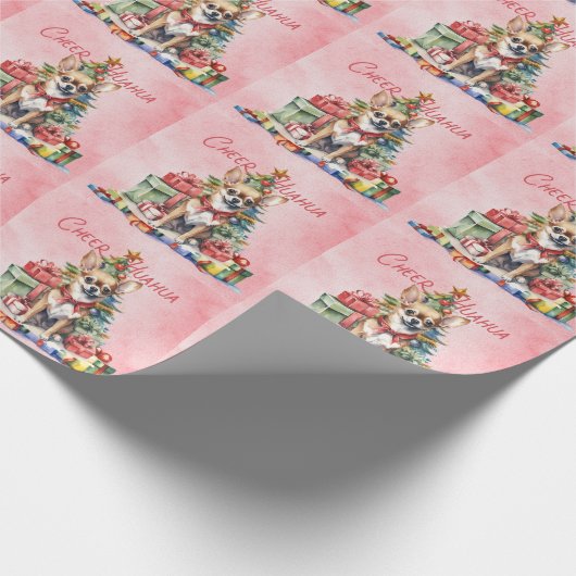 Chihuahua Dog Weihnachten Themed Wrapping Paper Geschenkpapier (Ecke)