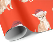 Chihuahua Dog Weihnachts Rote Weihnachtsmannmütze Geschenkpapier (Rolleneckpunkt)