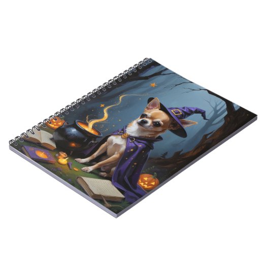 Chihuahua Dog Whimsical Halloween Malerei Notizblock (Linke Seite)