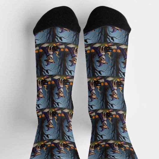 Chihuahua Dog Whimsical Halloween Malerei Socken (Oben)