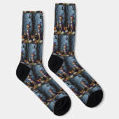 Chihuahua Dog Whimsical Halloween Malerei Socken (Rechts)