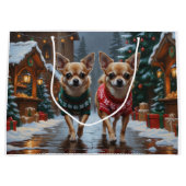 Chihuahua Dogs Christmas Snow Holiday Große Geschenktüte (Vorderseite)