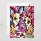 Chihuahua Dogs farbenfrohe Collage Postkarte (Vorne/Hinten)