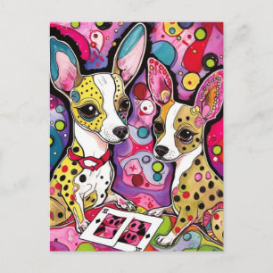 Chihuahua Dogs farbenfrohe Collage Postkarte